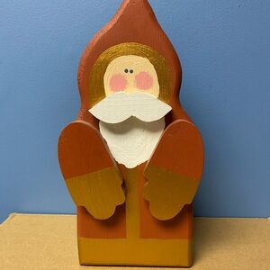 Stylized Holiday Decor Santa Claus in Red and Gold